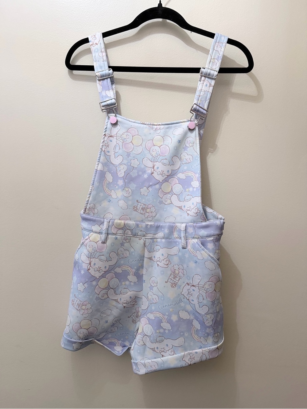 Hot Topic Sanrio Cinnamoroll Pastel Rainbows Celestial Balloons Shortalls S